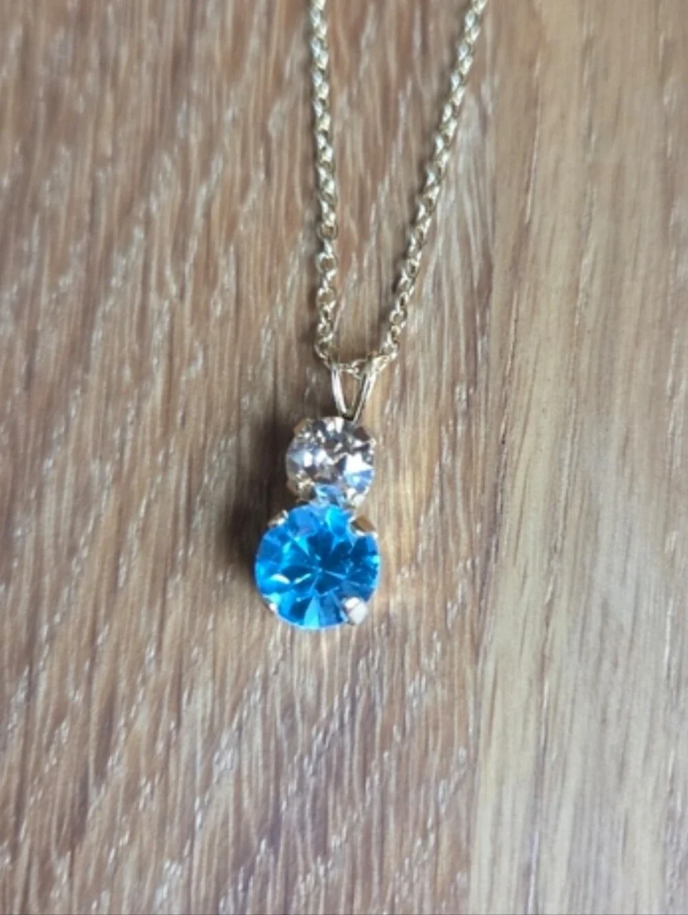 Aquamarine  Blue & Golden Shadow Crystals Necklace – Handmade